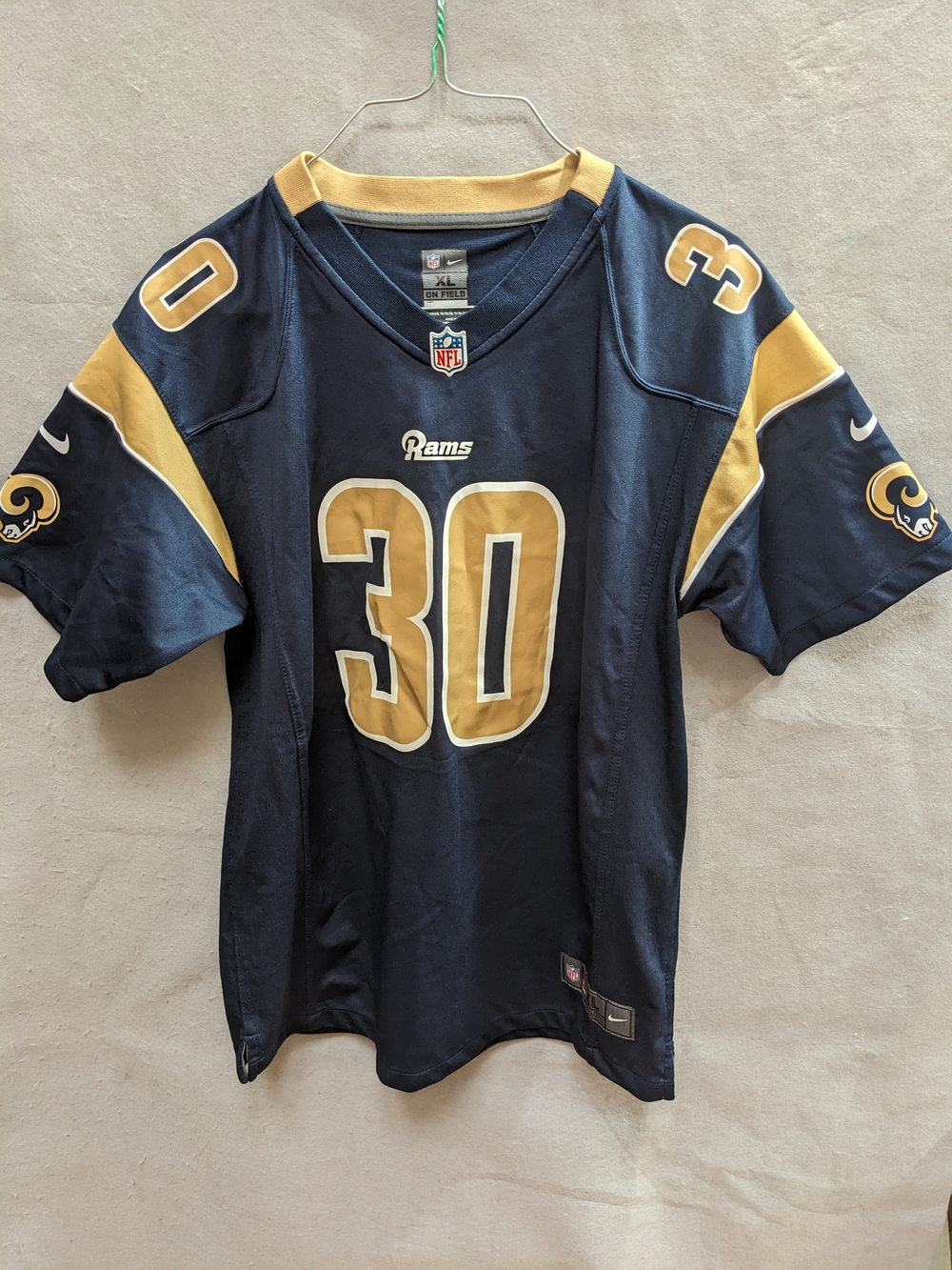 Los Angeles Rams #30 Navy & Gold Football Jersey Youth XL